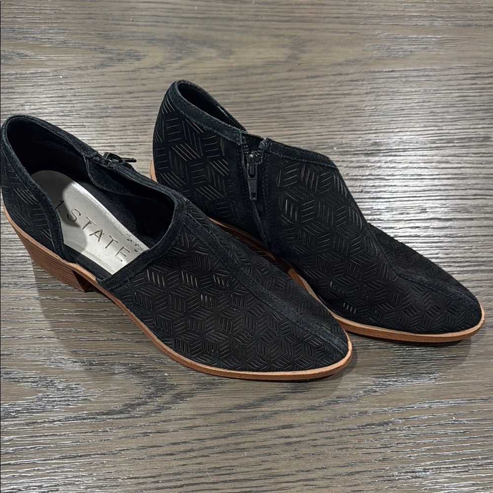 Women’s 1.STATE Black Slip On Ankle Block Heels